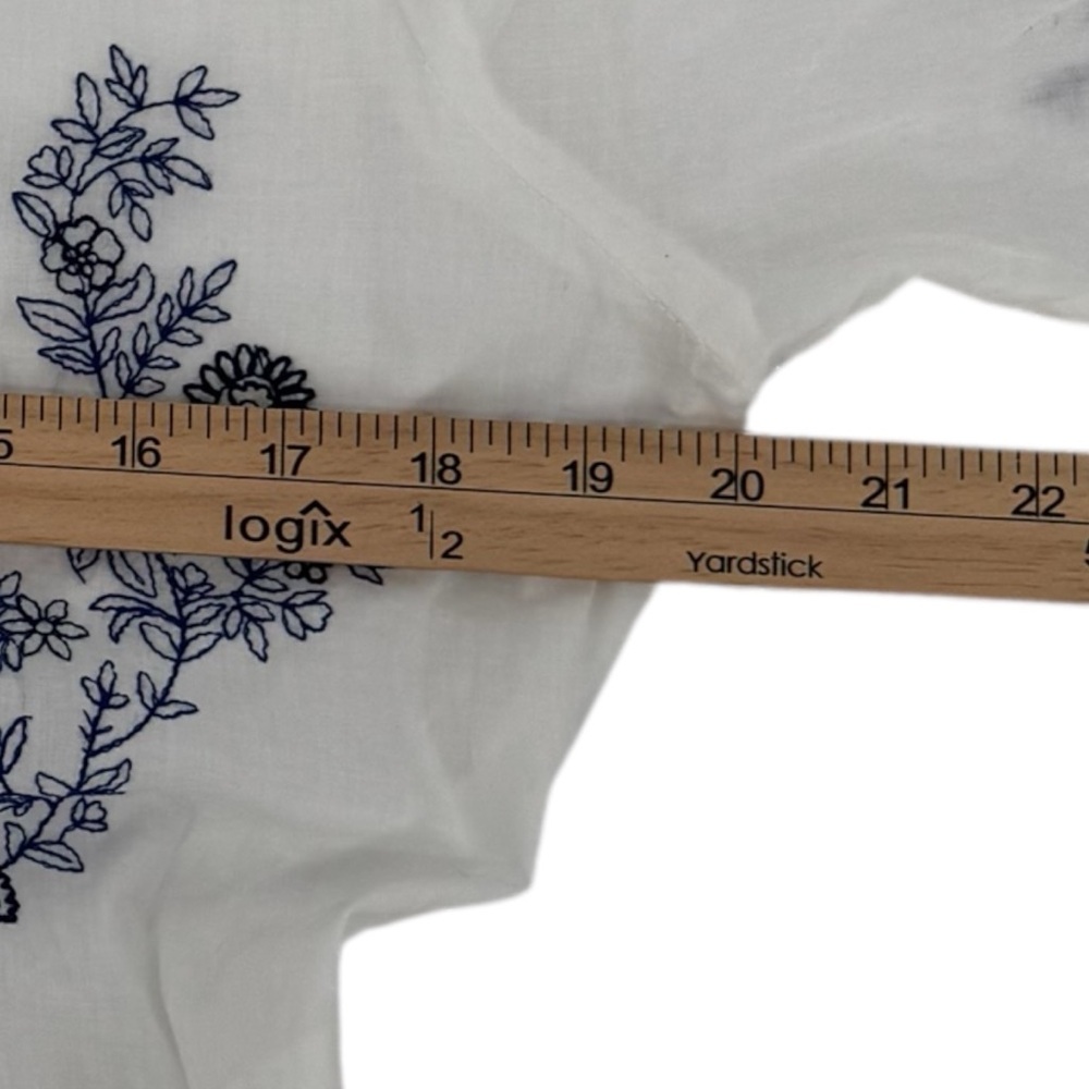 Collections Etc. 100% Cotton White Floral Embroidered Peasant Dress Medium - Picture 10 of 11